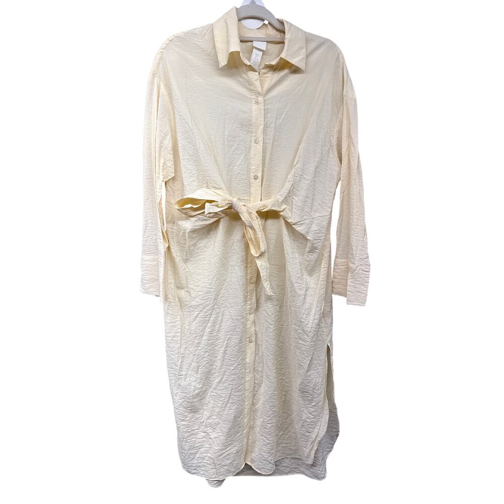 H&M Cream Maxi Small Dress Quiet Luxury Greece Resort Crinkle Viscose Lagenlook